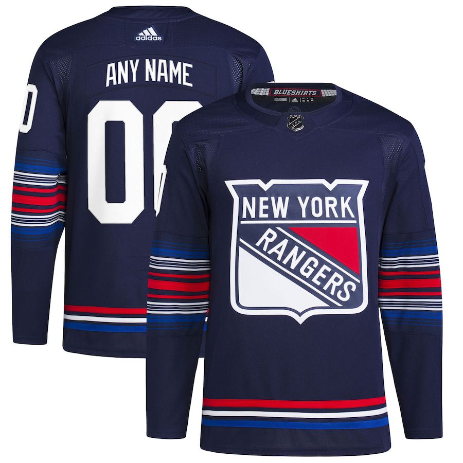 Men New York Rangers adidas Navy Alternate Authentic Primegreen Custom NHL Jersey
